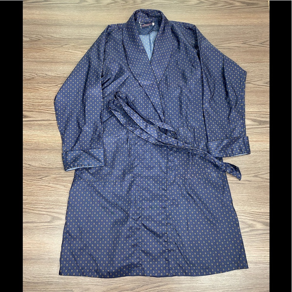 Pleetway Navy Paisley Check Robe M